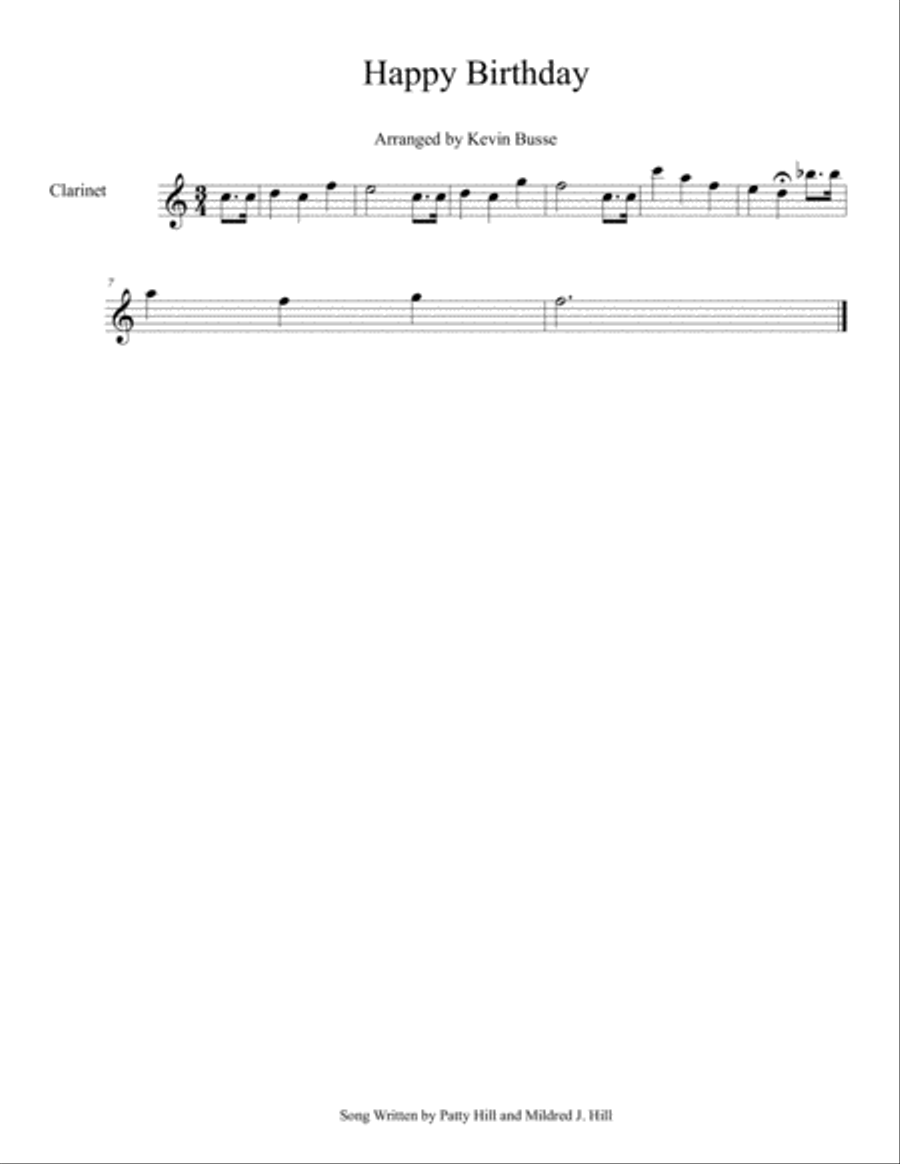 Happy Birthday (Easy key of C) - Clarinet Clarinet Solo scores gallery preview page 1