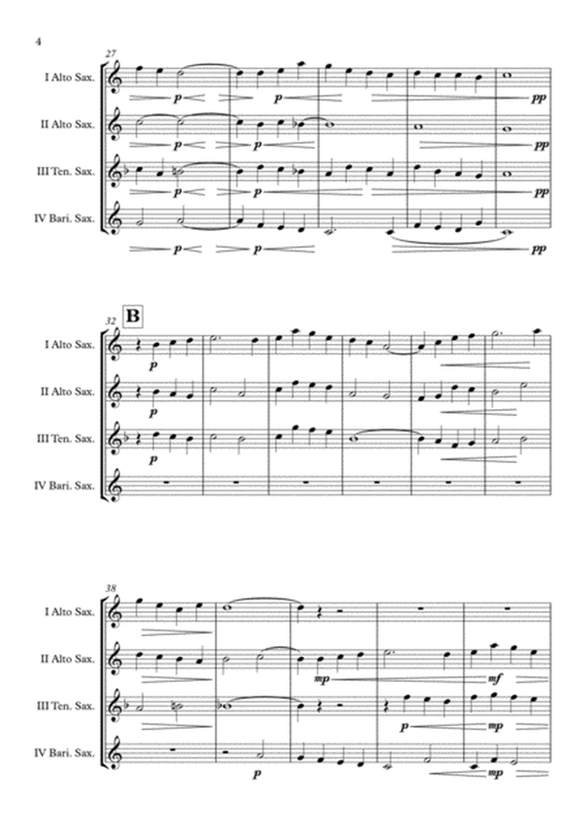 Brassed Off "Danny Boy (Londonderry Air)" Saxophone Quartet (AATB) arr. Adrian Wagner image number null