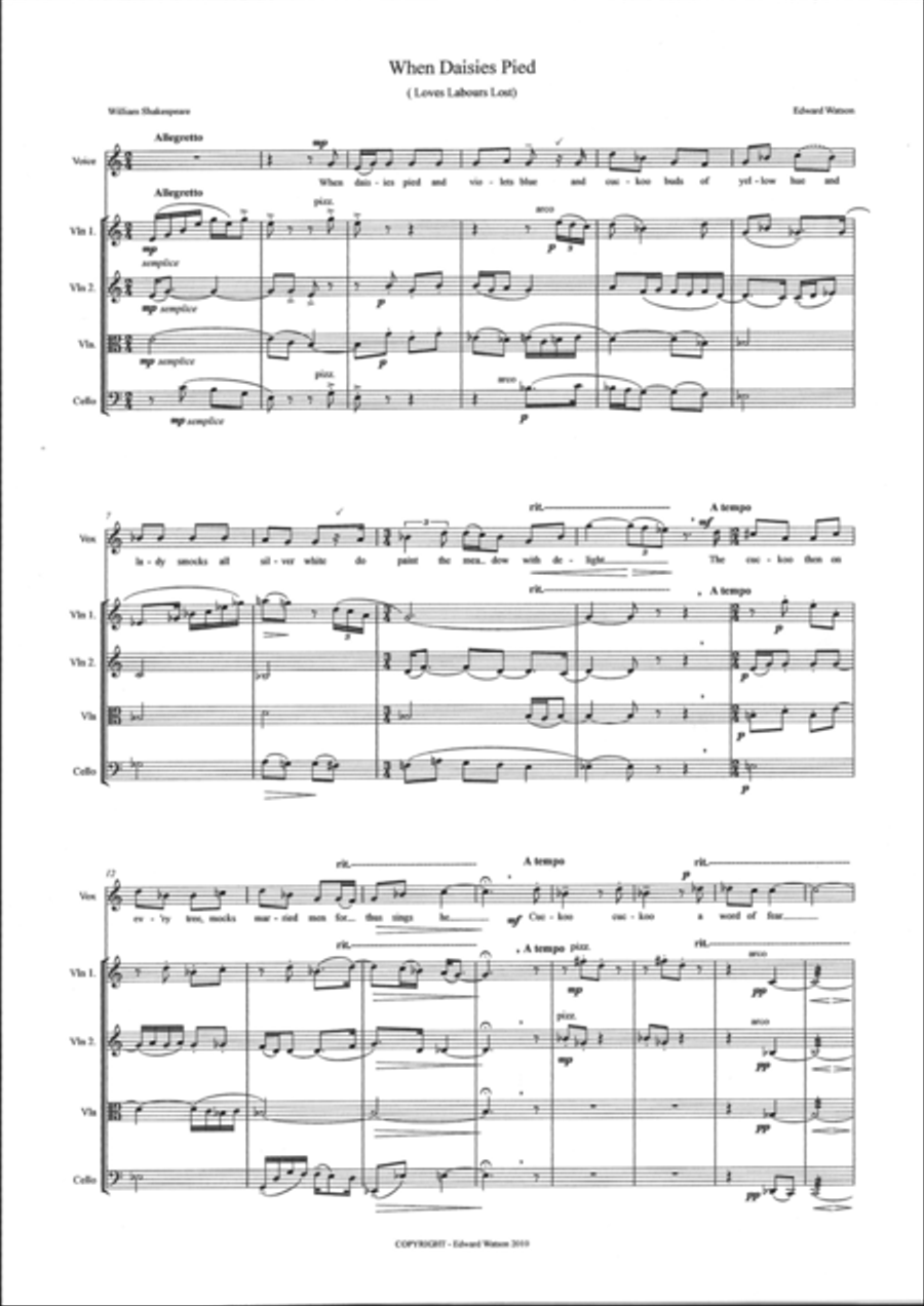 When Daisies Pied String Quartet scores gallery preview page 2