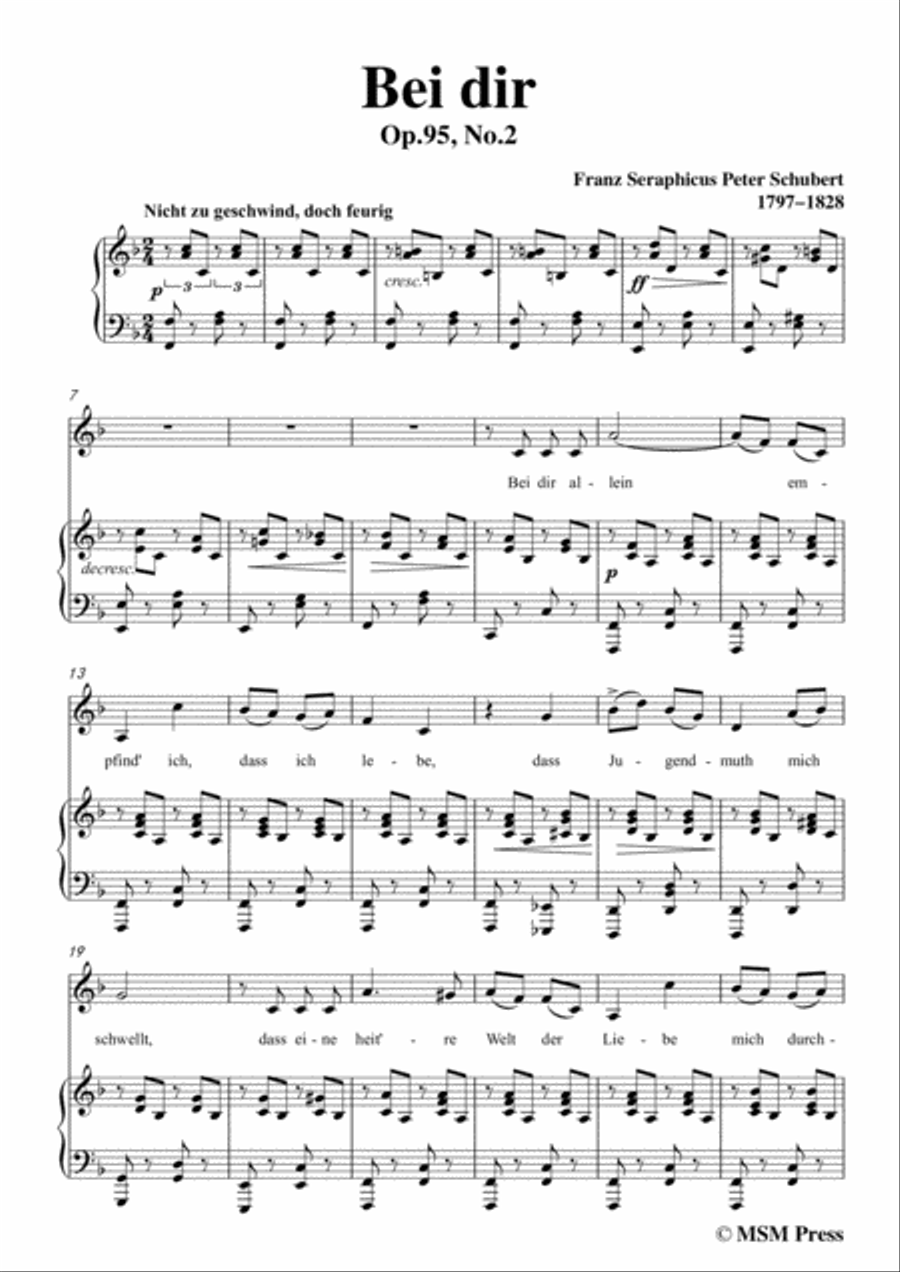 Schubert-Bei dir,in F Major,Op.95,No.2,for Voice and Piano Voice Solo scores gallery preview page 3