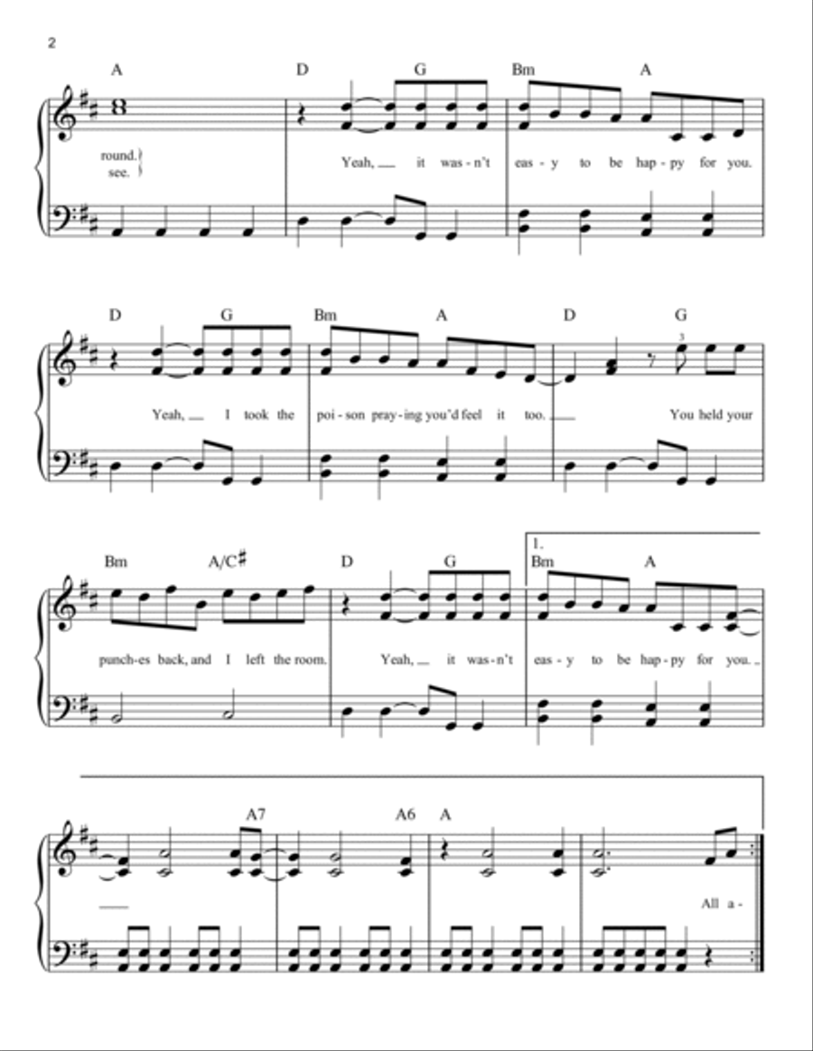 It Wasn't Easy To Be Happy For You Easy Piano scores gallery preview page 2