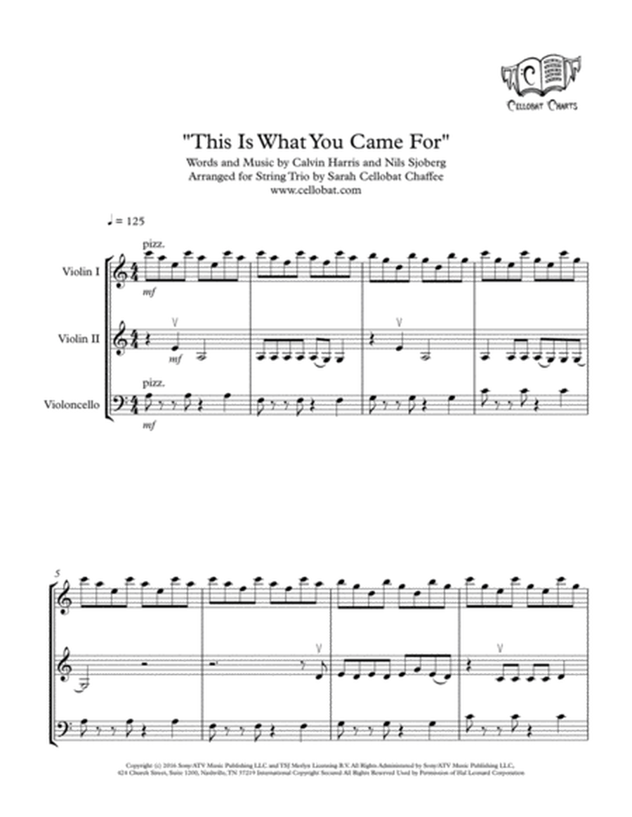 This Is What You Came For - String Trio (2 Violins & Cello) - Calvin Harris/Rihanna arr. Cellobat