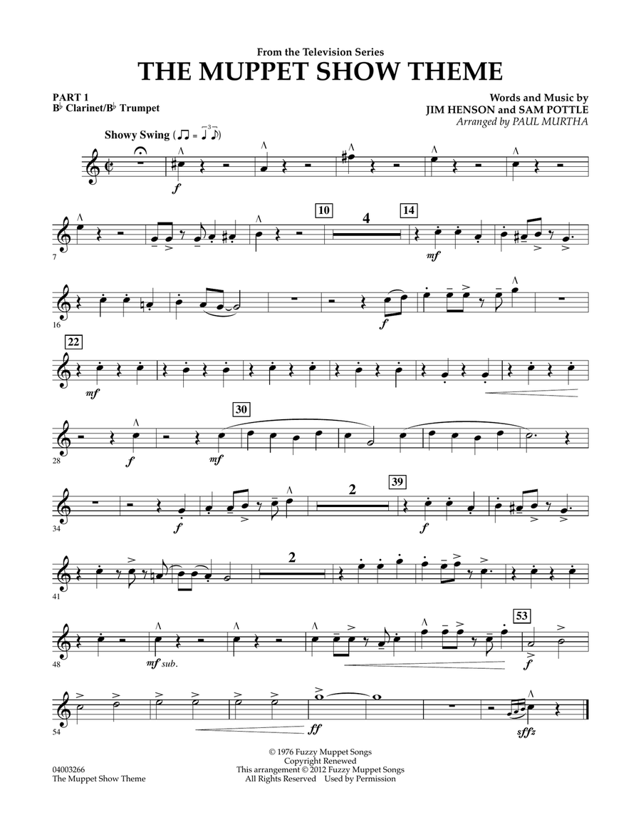 The Muppet Show Theme - Pt.1 - Bb Clarinet/Bb Trumpet Concert Band scores gallery preview page 1