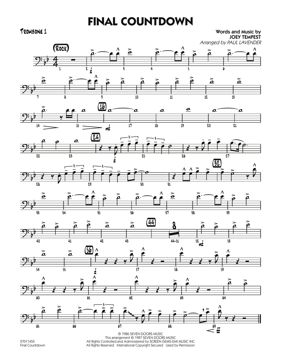 Final Countdown - Trombone 1