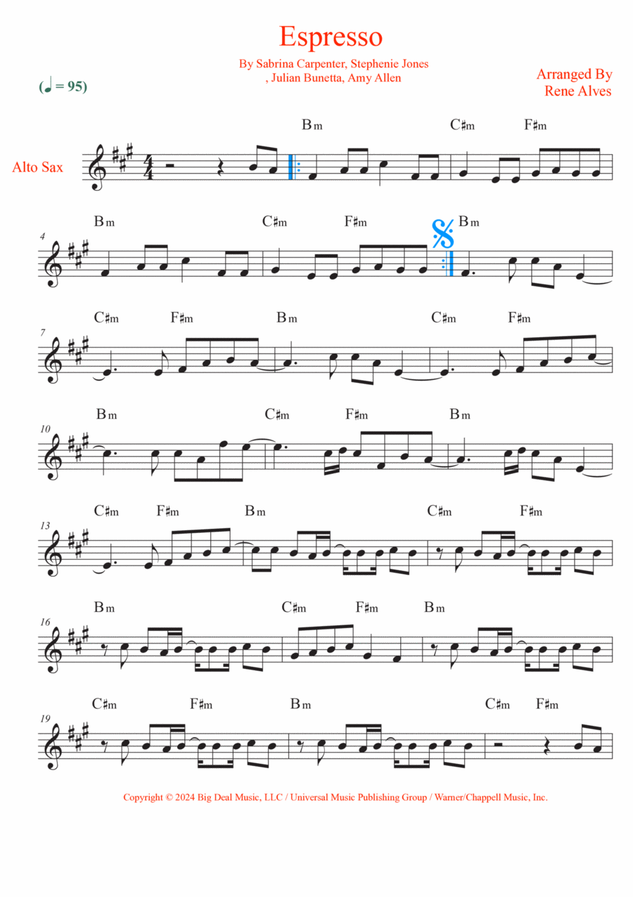 Espresso Alto Saxophone scores gallery preview page 1