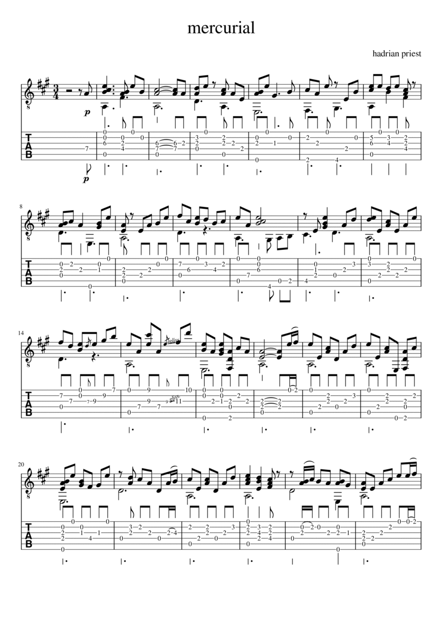 Mercurial Acoustic Guitar scores gallery preview page 1
