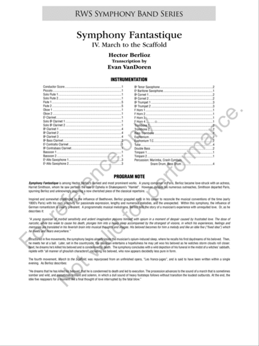 Symphony Fantastique Concert Band scores gallery preview page 3