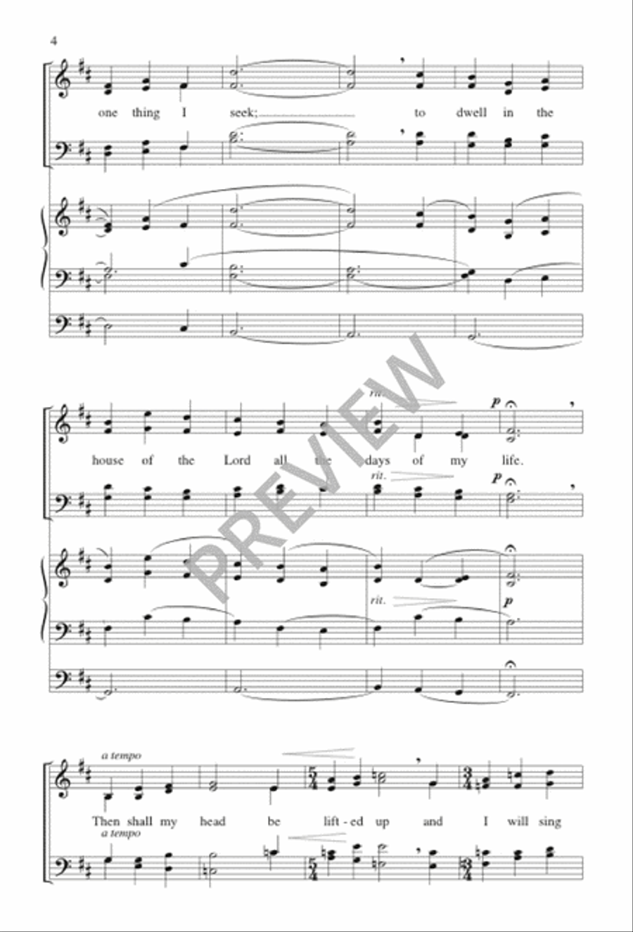 One Thing I Ask of the Lord 4-Part scores gallery preview page 4
