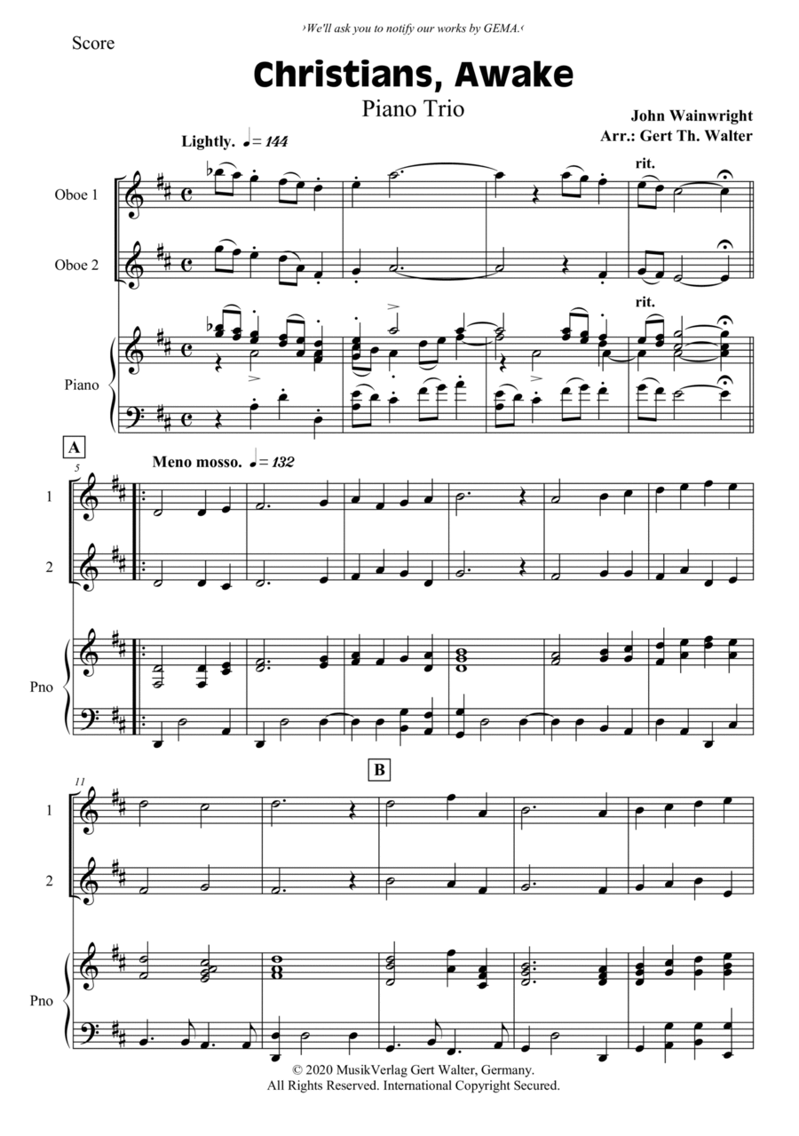 Christians, Awake, Salute The Happy Morn Piano scores gallery preview page 1