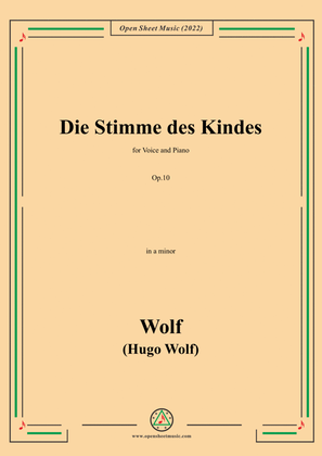 Book cover for Wolf-Die Stimme des Kindes,in a minor,Op.10(IHW 39)