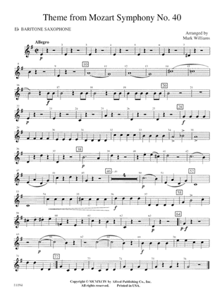Theme from Mozart Symphony No. 40: E-flat Baritone Saxophone