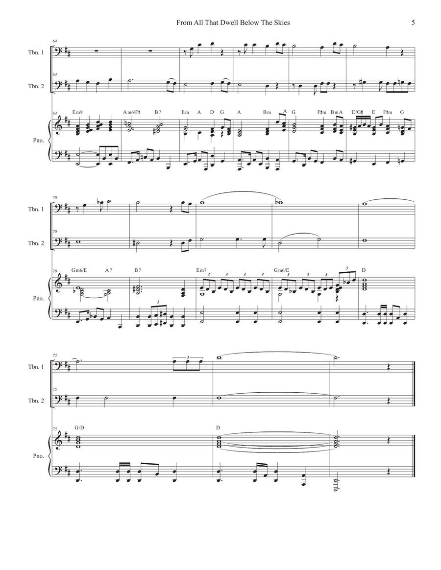 From All That Dwell Below The Skies (Trombone Duet) Trombone Duet scores gallery preview page 5