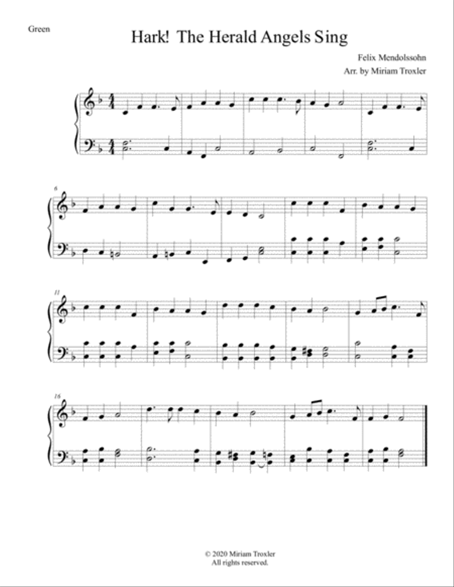 Traditional Christmas Carols for Piano: Green Set