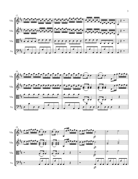 GLORIA IN EXCELSIS, Vivaldi String Quartet, Intermediate Level for 2 violins, viola and cello image number null