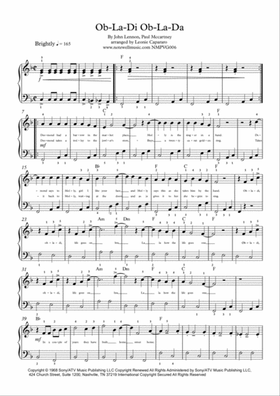 Ob-la-di, Ob-la-da Voice scores gallery preview page 2