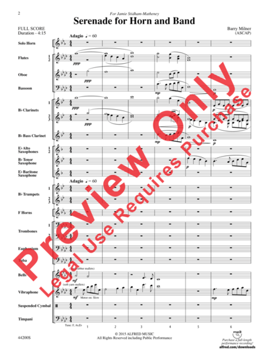 Serenade for Horn and Band Concert Band scores gallery preview page 3