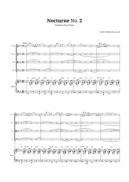 Nocturne by Chopin for String Quartet and Piano image number null