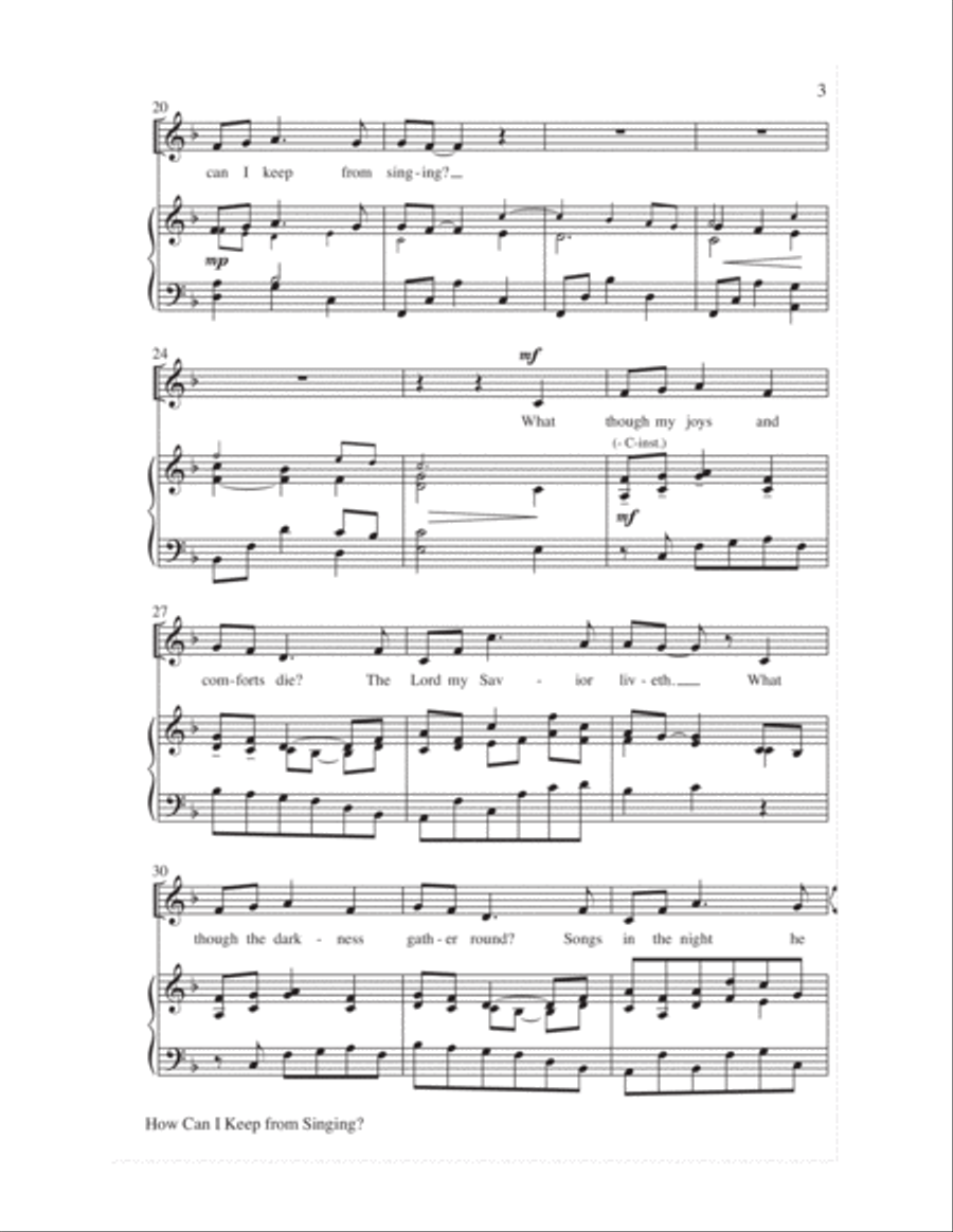 How Can I Keep from Singing? Unison Choir scores gallery preview page 3