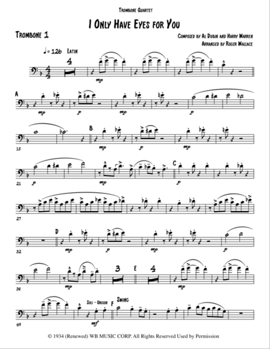 I Only Have Eyes For You Brass Quartet scores gallery preview page 6