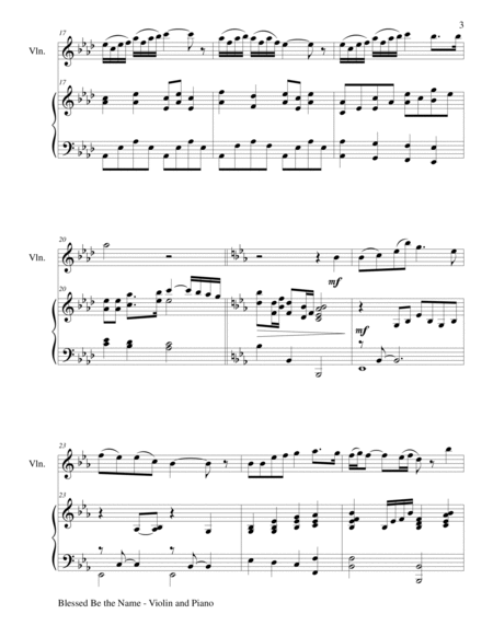 BLESSED BE THE NAME (Duet – Violin and Piano/Score and Parts) image number null