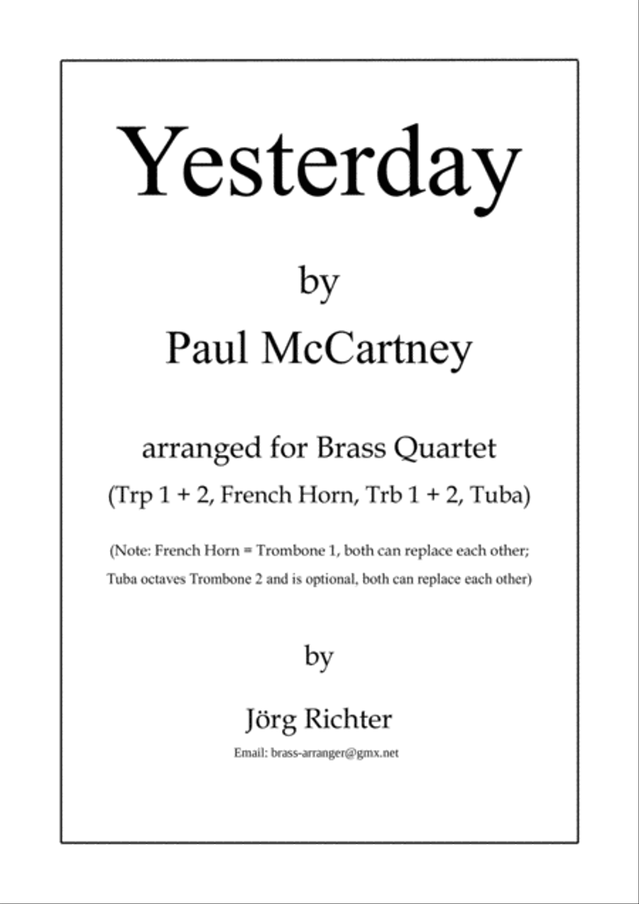 Yesterday Brass Ensemble scores gallery preview page 1