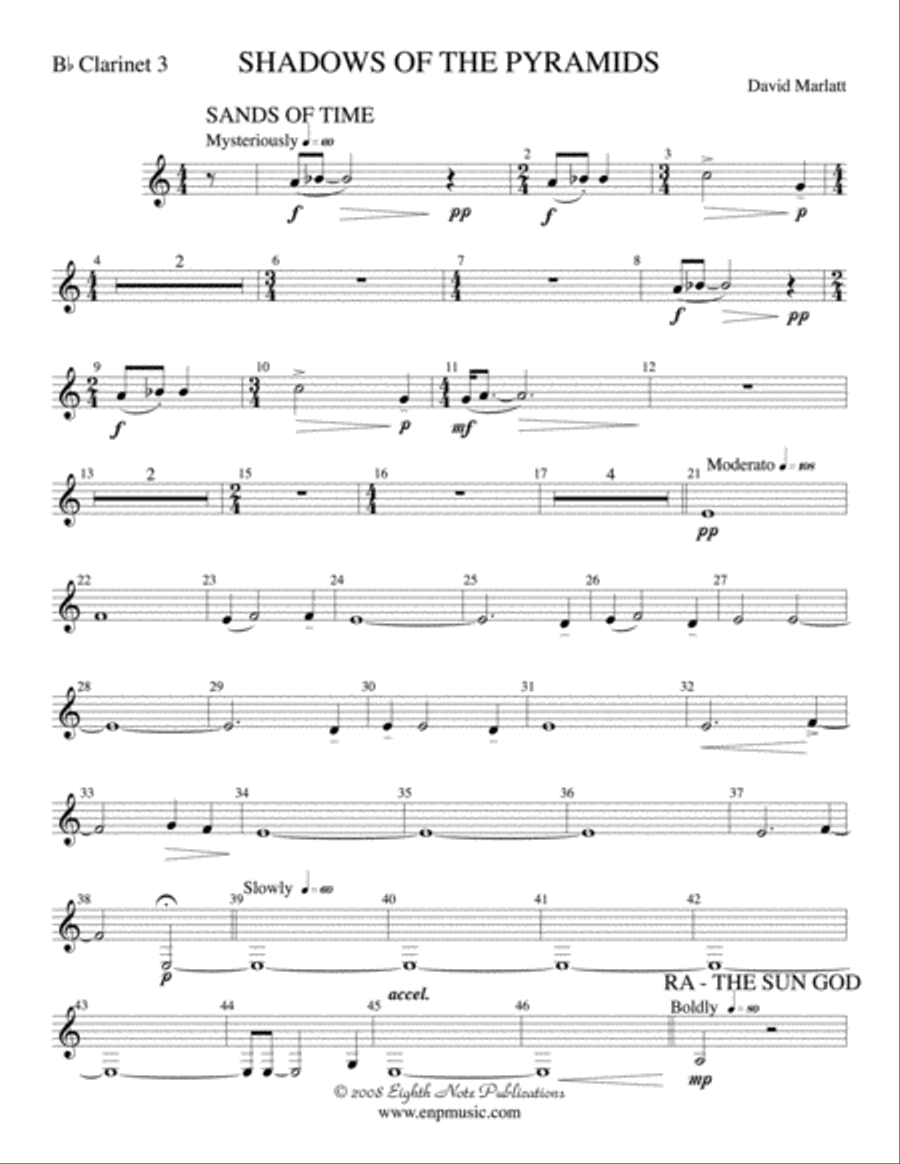 Shadows of the Pyramids: 3rd B-flat Clarinet Concert Band scores gallery preview page 1