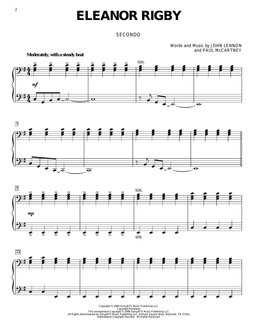 Eleanor Rigby Piano Duet scores gallery preview page 1