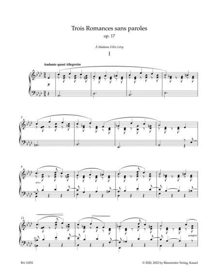 Trois Romances sans paroles for Piano, op. 17 N 52