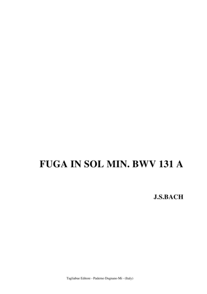 BACH - FUGA IN SOL MIN. BWV 131 A - For organ image number null