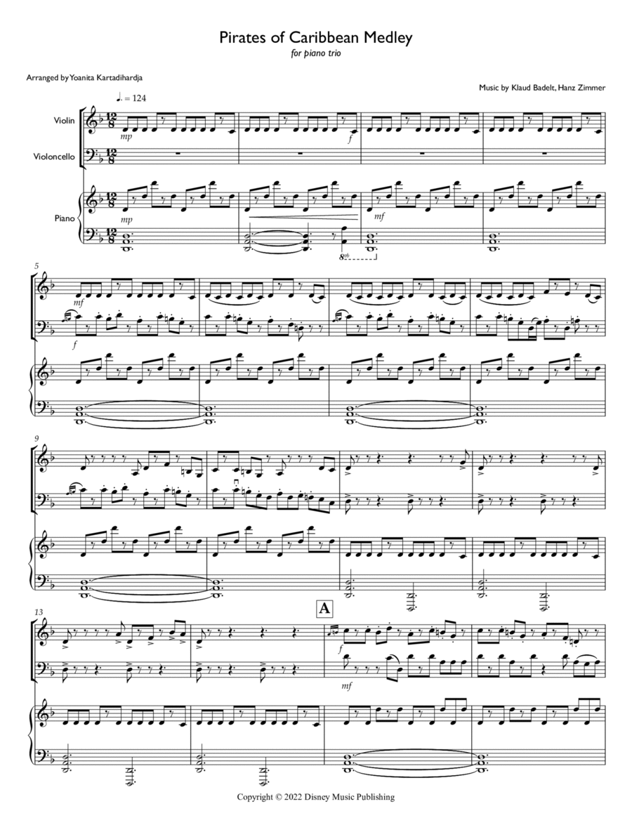 Pirates Of The Caribbean Piano Trio scores gallery preview page 1