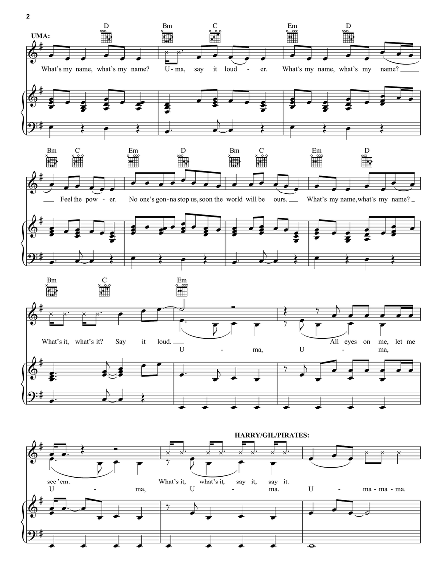 What's My Name (from Disney's Descendants 2) Piano, Vocal, Guitar scores gallery preview page 2