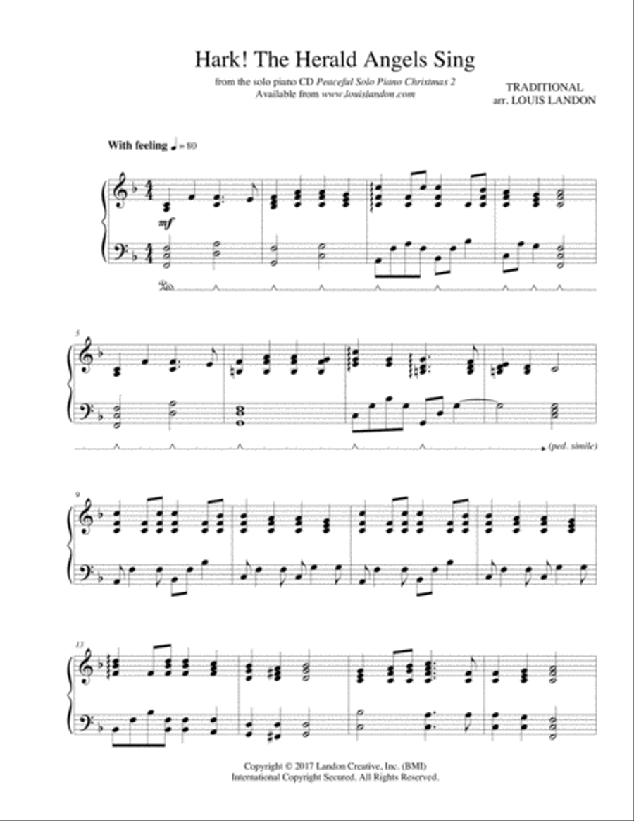 Hark! The Herald Angels Sing - Traditional Christmas - Louis Landon - Solo Piano Piano Solo scores gallery preview page 2