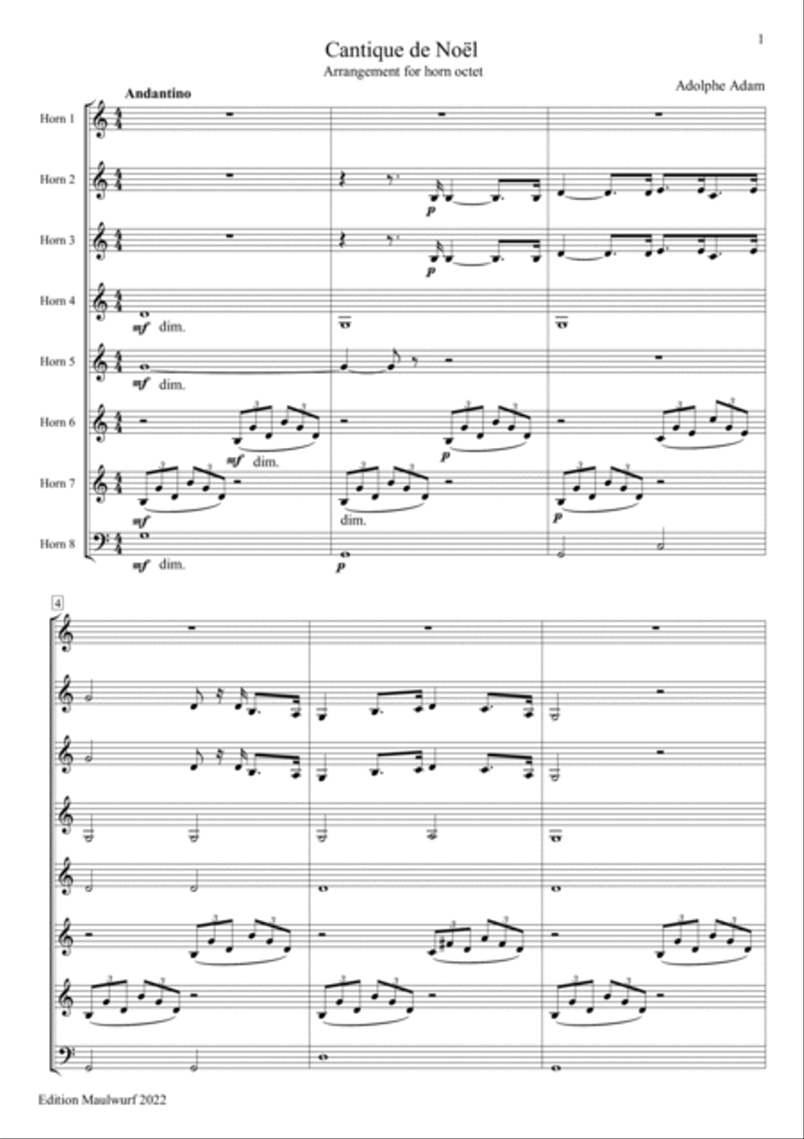 Cantique de Noël Horn scores gallery preview page 3