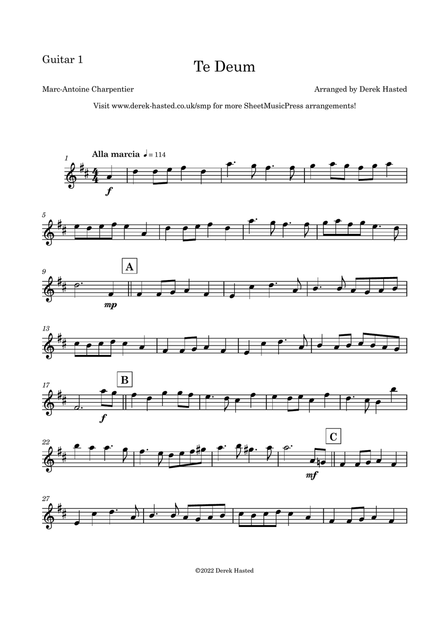 Te Deum (Charpentier) - easy arrangement for 3 guitars/large ensemble Large Ensemble scores gallery preview page 4