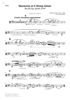 Nocturne No.20 in C-Sharp minor - Viola and Piano (Individual Parts)