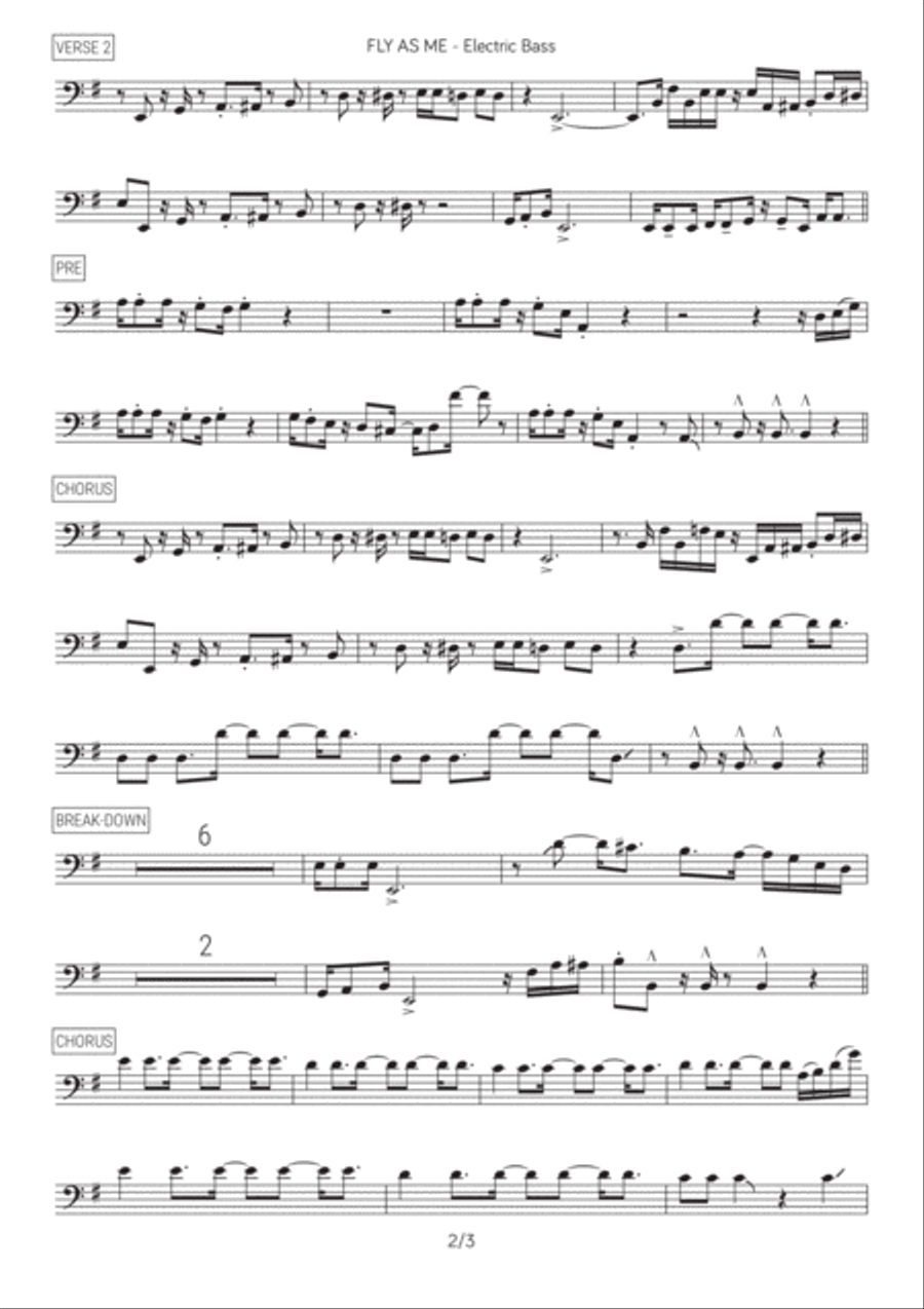 Fly As Me Bass Guitar scores gallery preview page 2