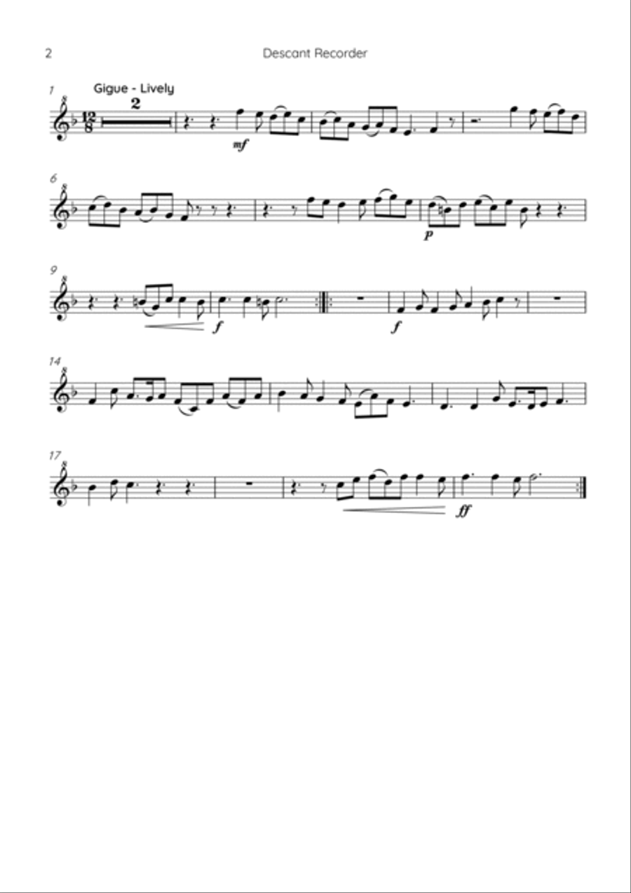 Canon and Gigue in D - recorder quintet Recorder scores gallery preview page 4