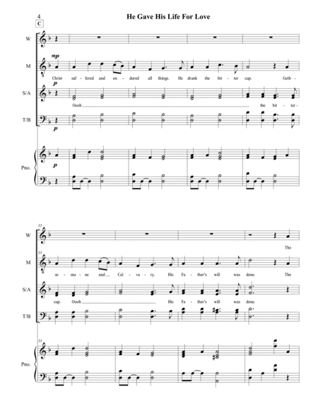 He Gave His Life For Love - SATB Choir and Soloists image number null