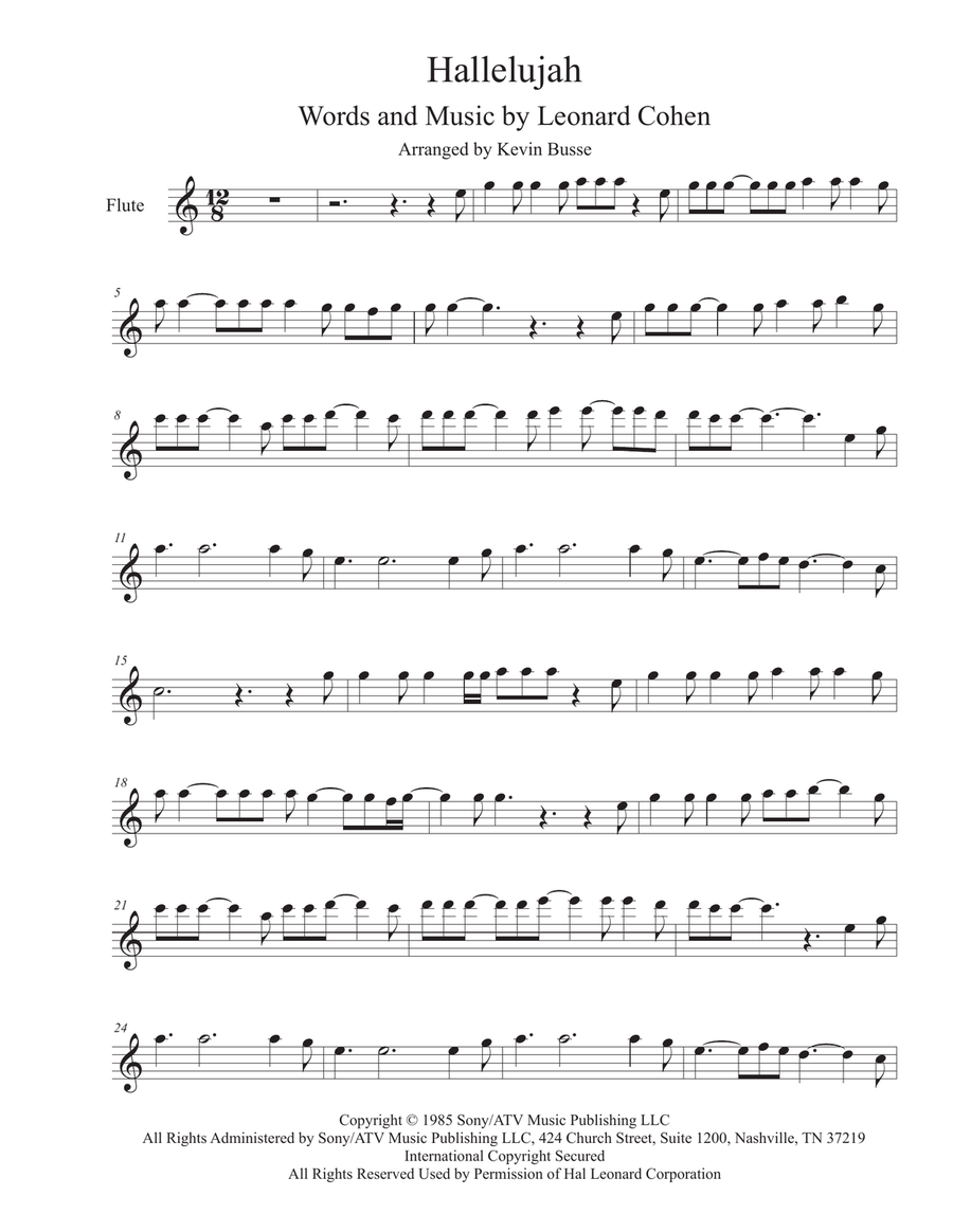 Hallelujah Hallelujah Flute Solo scores gallery preview page 1
