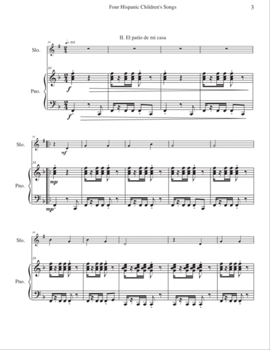 Four Hispanic Children’s Songs for Trumpet in Bb or Clarinet in Bb and Piano B-Flat Clarinet scores gallery preview page 5