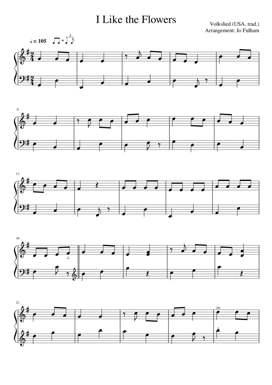 I Like the Flowers Piano Solo scores gallery preview page 1