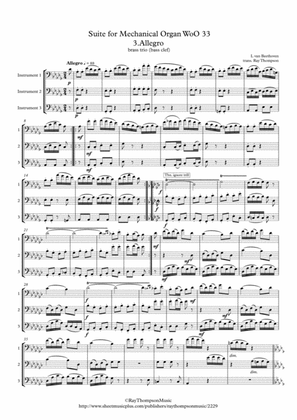 Beethoven: Suite for Mechanical Organ (Clock) WoO 33 Mvt. 3 Allegro - low brass trio (bass clef)