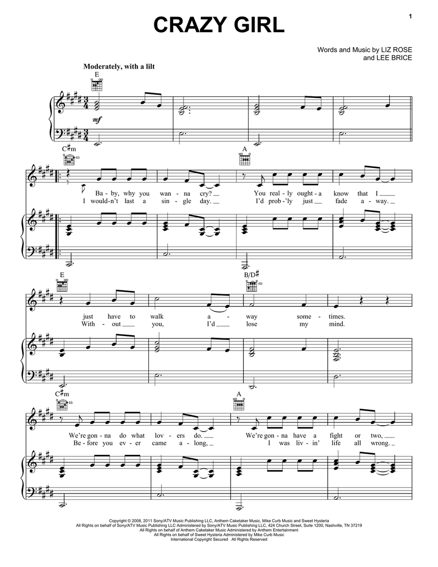 Crazy Girl Crazy Girl Acoustic Guitar scores gallery preview page 1
