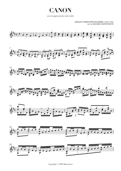 Pachelbel's Canon (arr. for solo violin)
