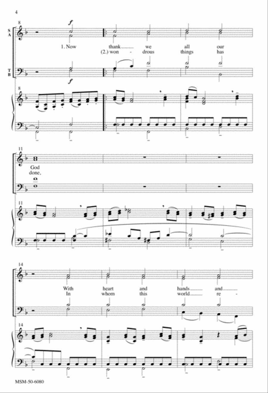 Now Thank We All Our God Now Thank We All Our God 4-Part scores gallery preview page 4