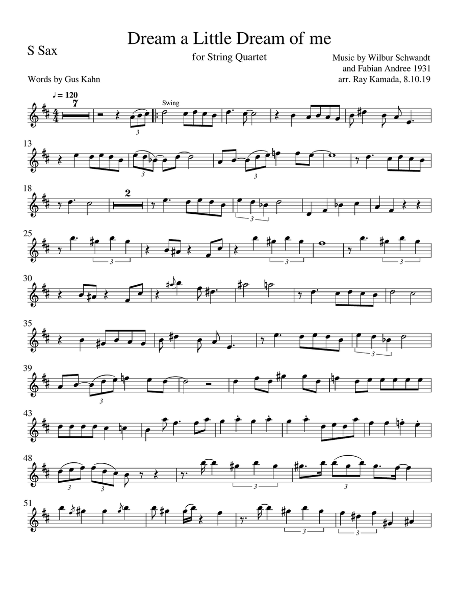 Dream A Little Dream Of Me Woodwind Quartet scores gallery preview page 6