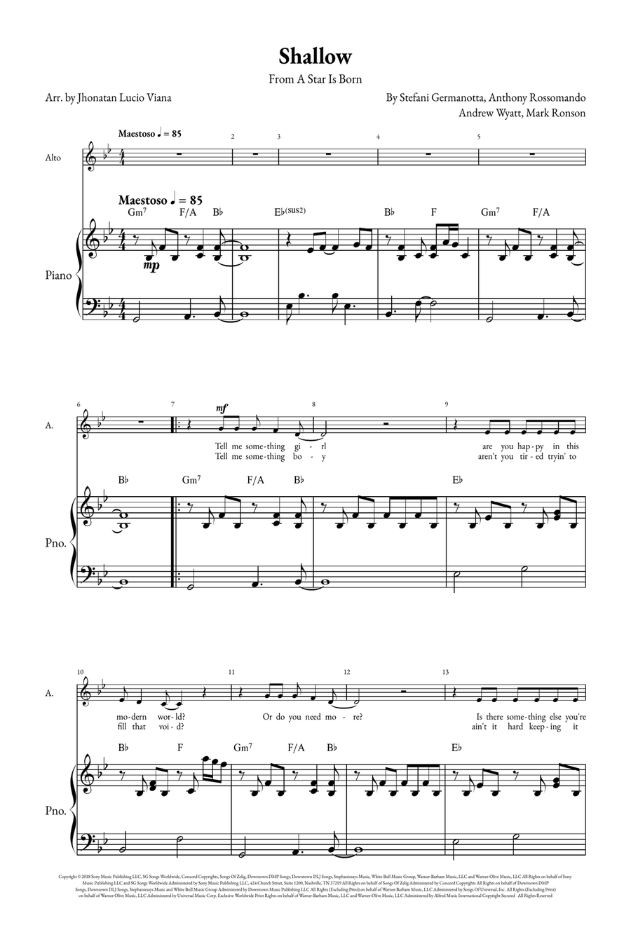 Shallow A Cappella scores gallery preview page 1