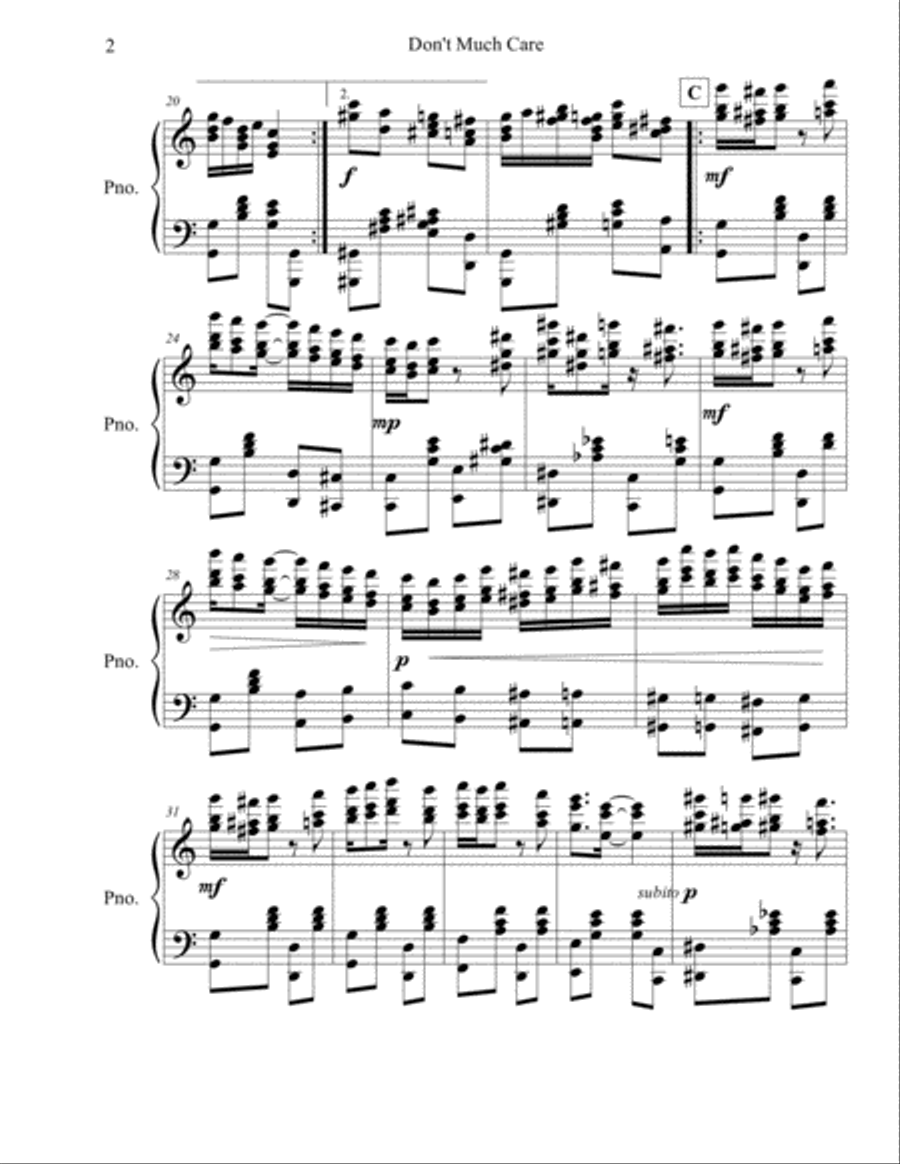 Don't Much Care: A Piano Rag Piano Solo scores gallery preview page 3
