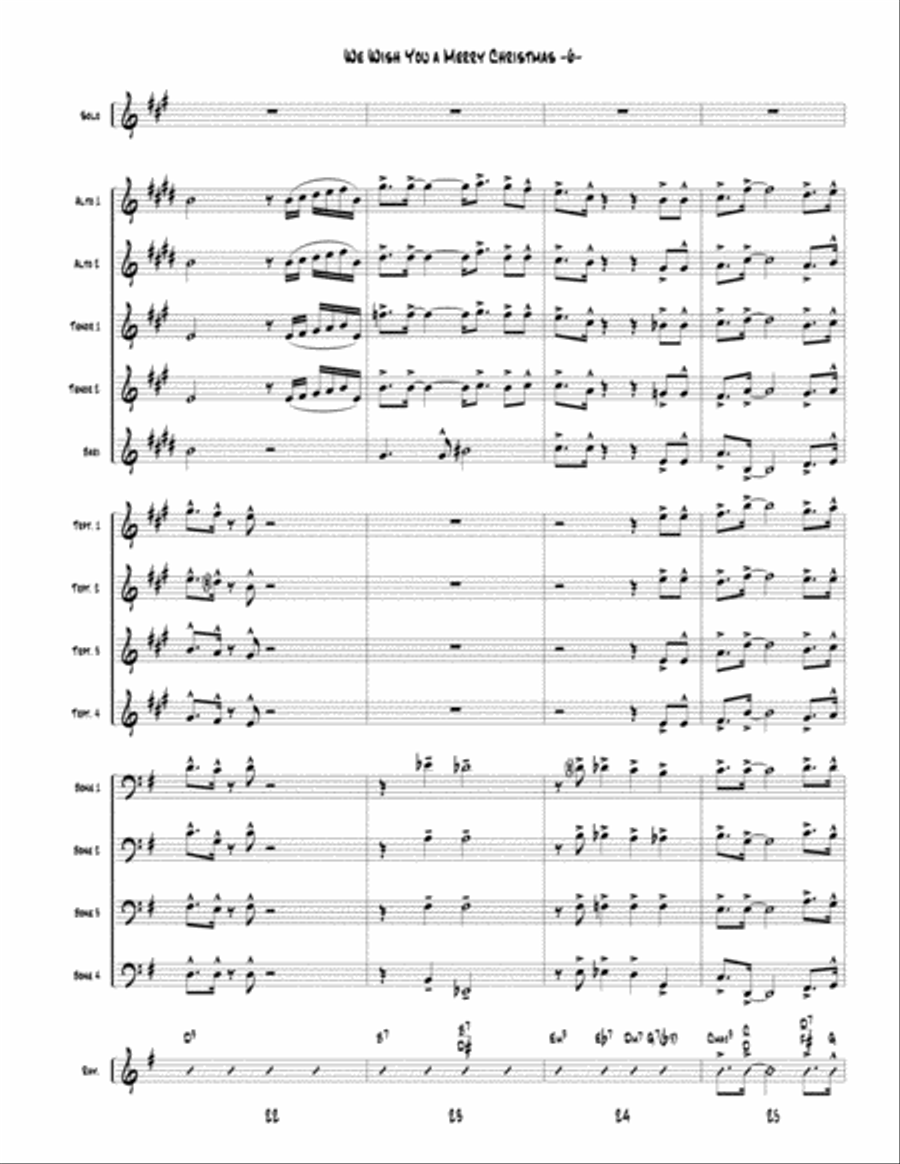 We Wish You a Merry Christmas for Little Big Band up to Full Big Band Jazz Ensemble scores gallery preview page 6