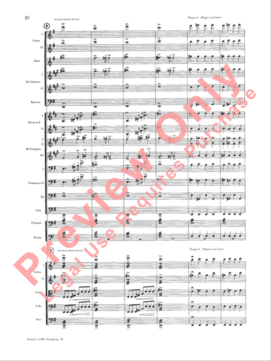 Dvorák's Fifth Symphony (New World, Fourth Movement) Full Orchestra scores gallery preview page 31